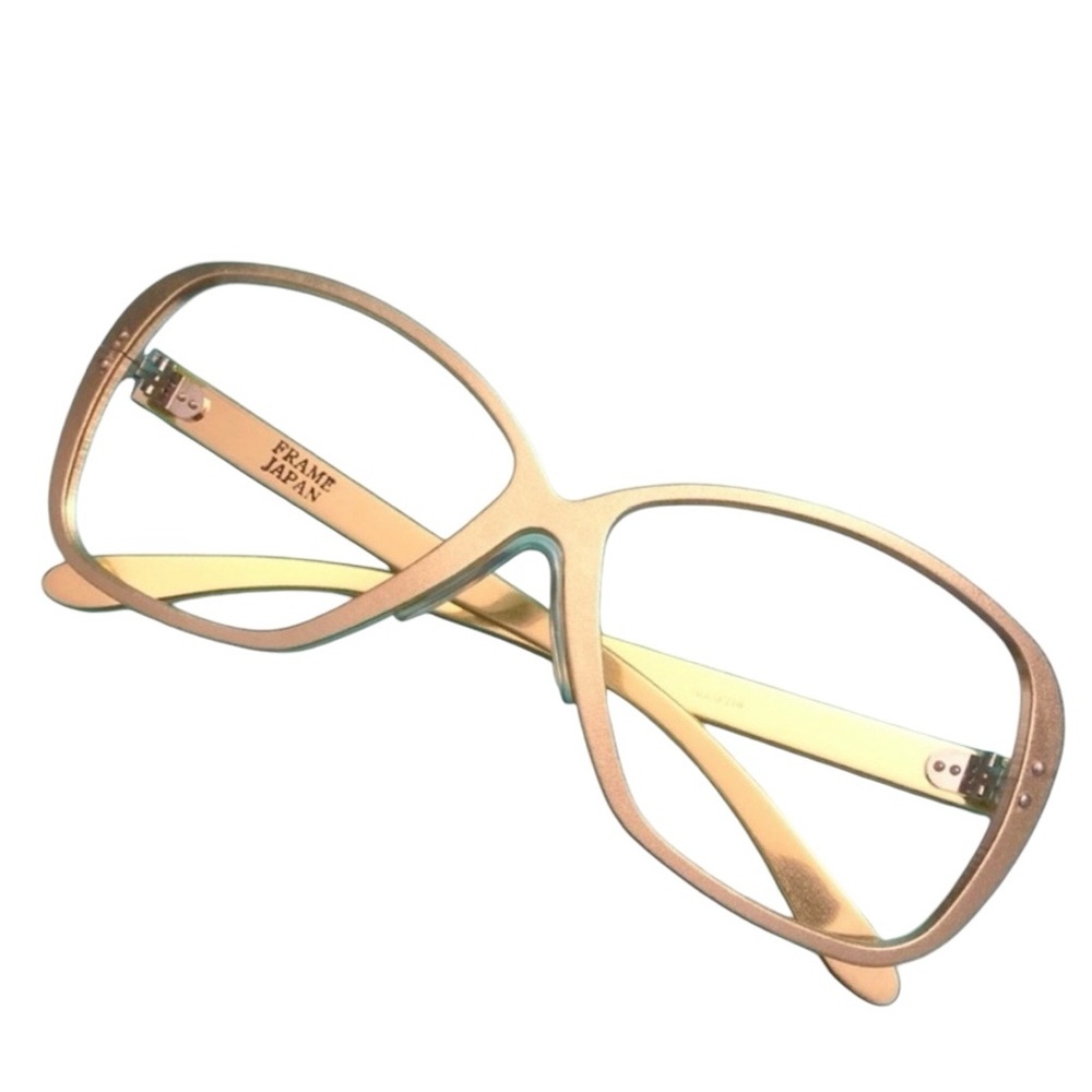 Sale/ 1980’s Oversized Gold Aluminum Eyeglasses  Frames, Made in Japan, Unworn